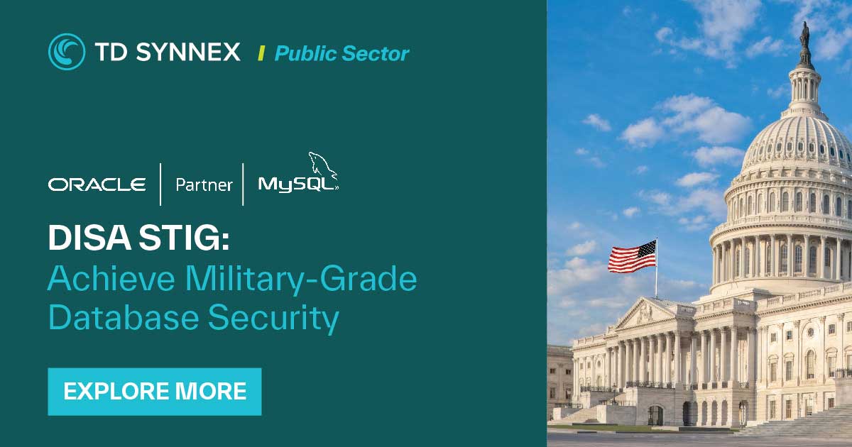 Text reads: Achieve Military-Grade Database Security. CTA: Explore More