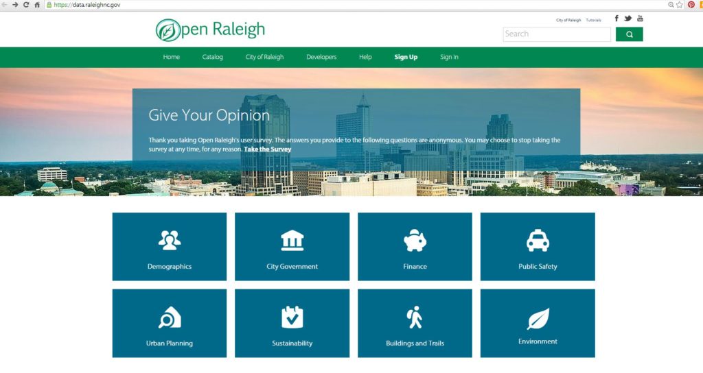 The City of Raleigh's award-winning "Open Raleigh" provides citizens with access to over 700 data sets