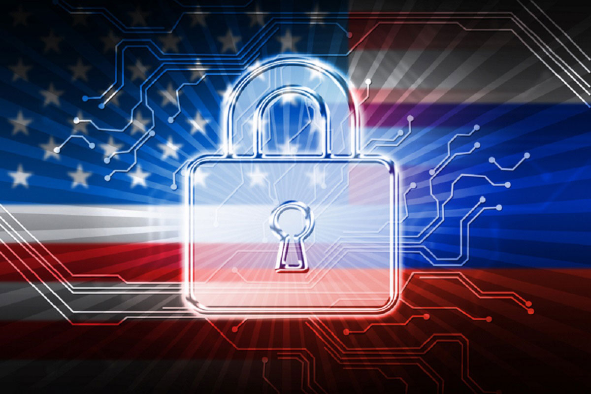 Padlock superimposed on U.S. flag