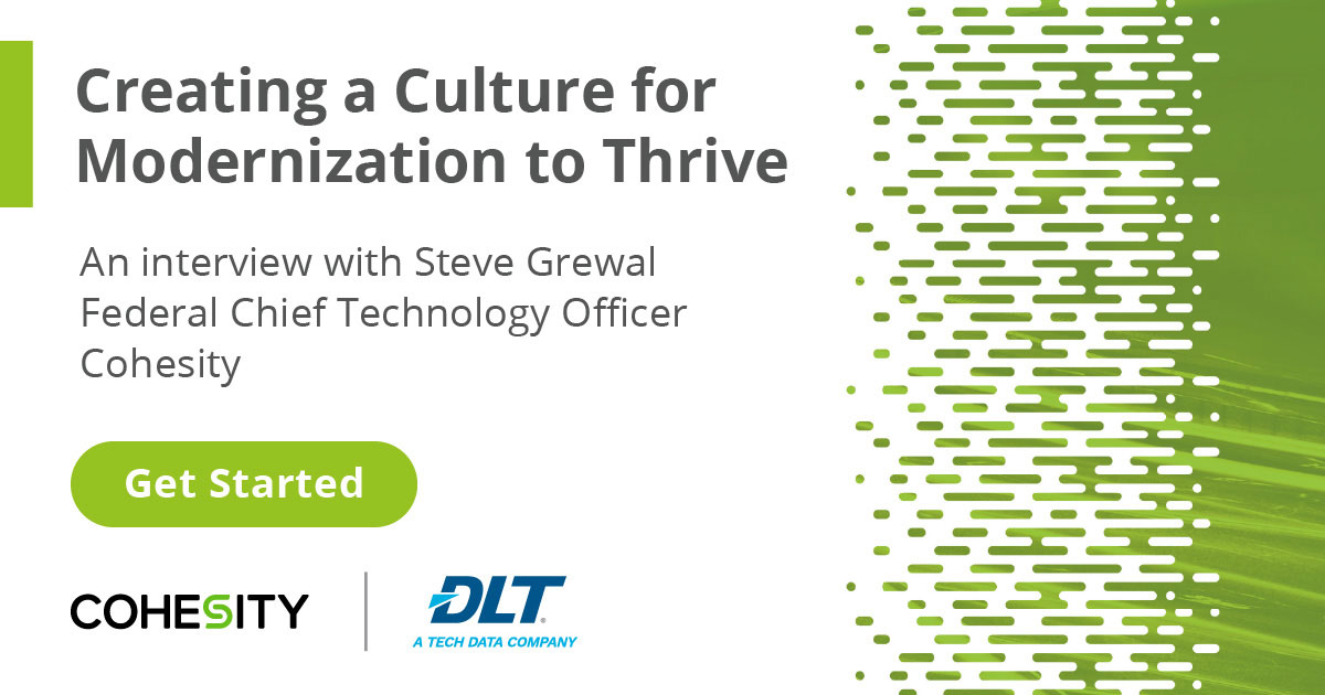 Black text on a white background with a green border on the right. Text reads: Creating a culture for modernization to thrive 