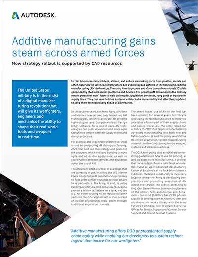 Additive Manufacturing Gains Steam Across Armed Forces