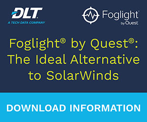 Text reads: Foglight by Quest: the Ideal alternative to SolarWinds