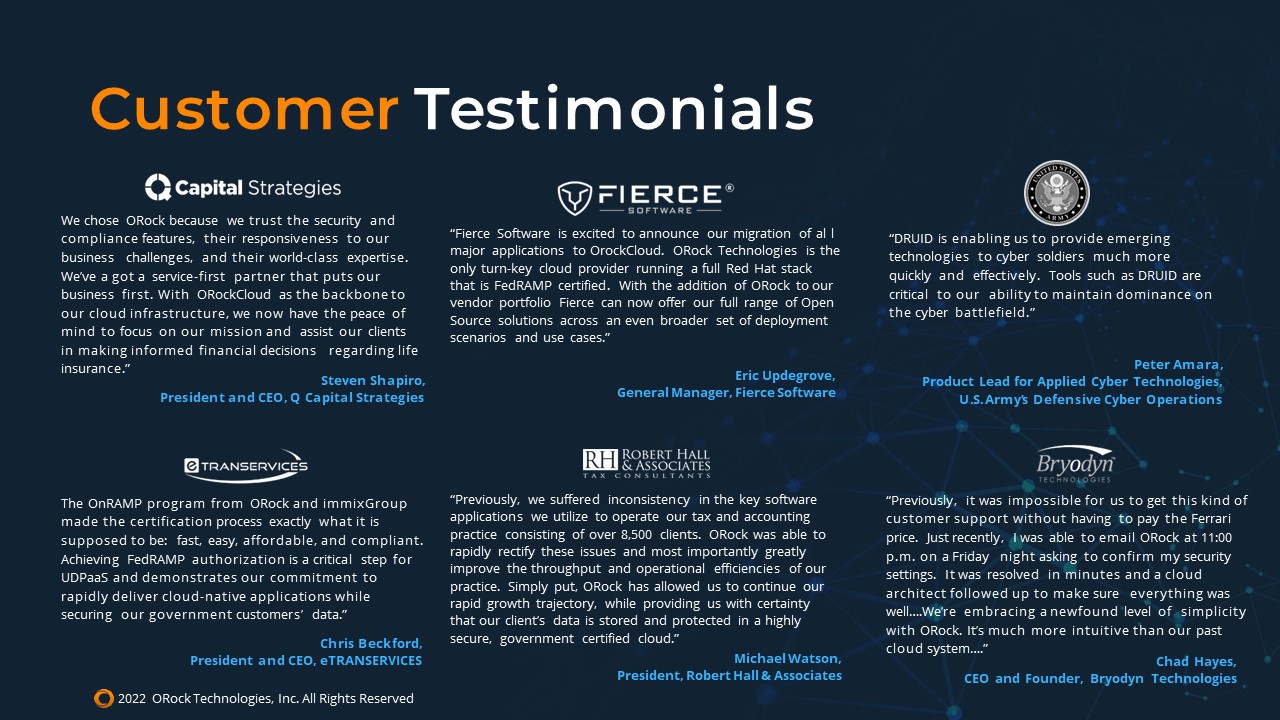 ORock Testimonials