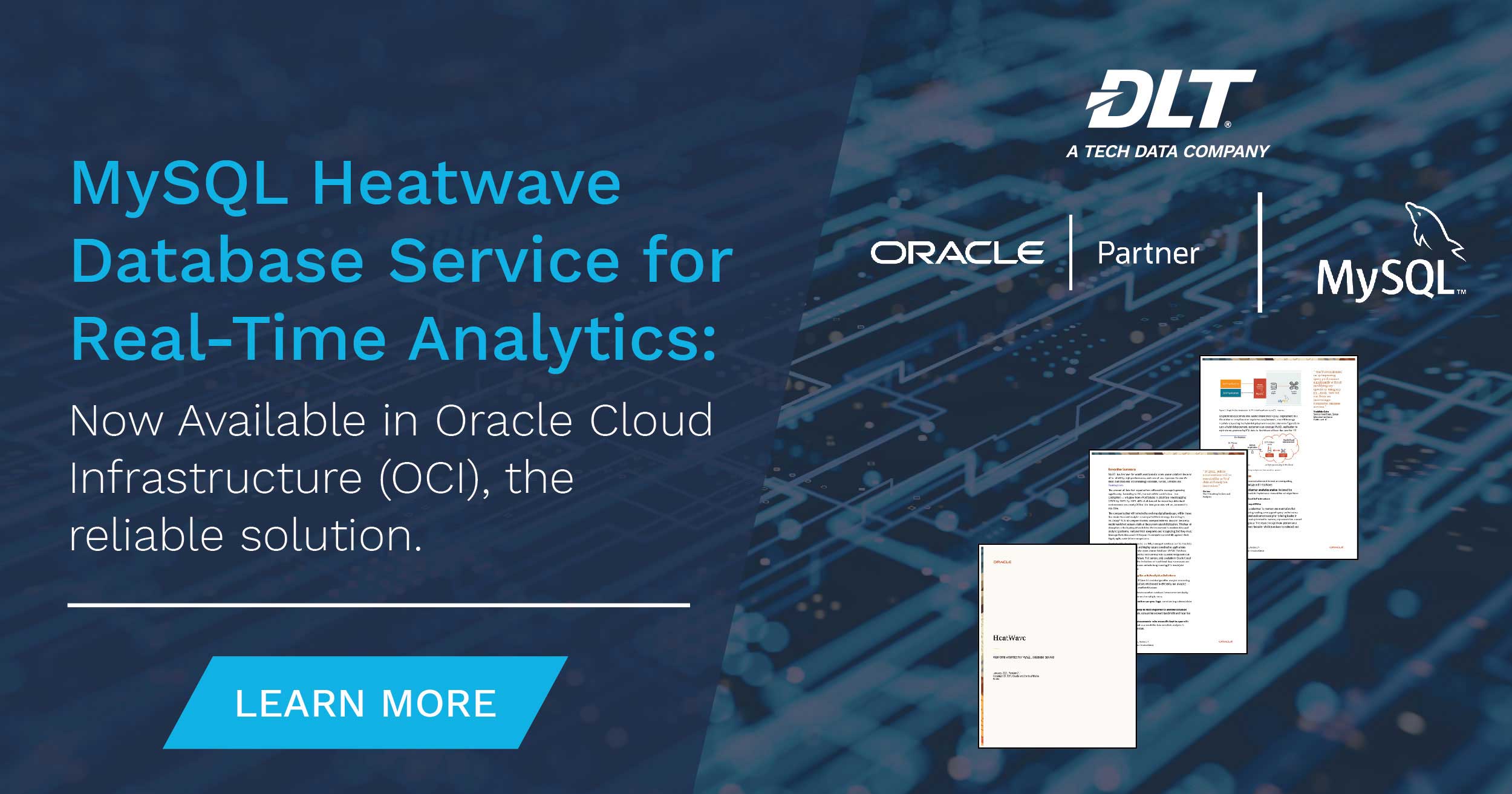 Text reads: Learn more about Oracle's MySQL Heatwave database service