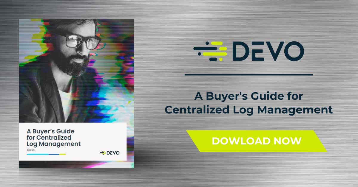 Text reads: Devo buyer's guide to centralized log management