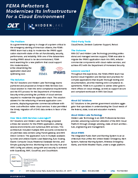 Thumbnail for FEMA Refactors & Modernizes Its Infrastructure for a Cloud Environment Case Study
