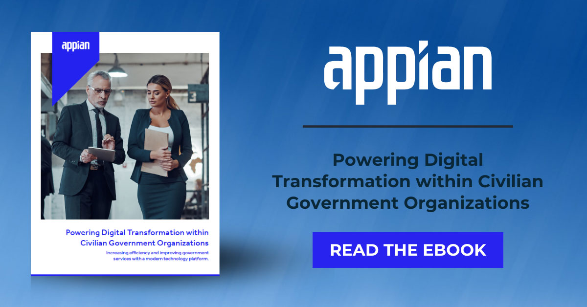 Text reads: Powering Digital Transformation Within Civilian Government Organizations