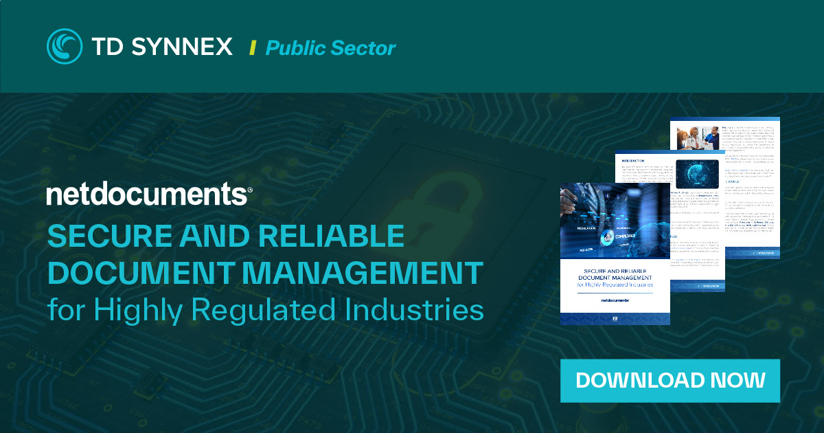 Text reads: Secure and Reliable Document Management for Highly Regulated Industries