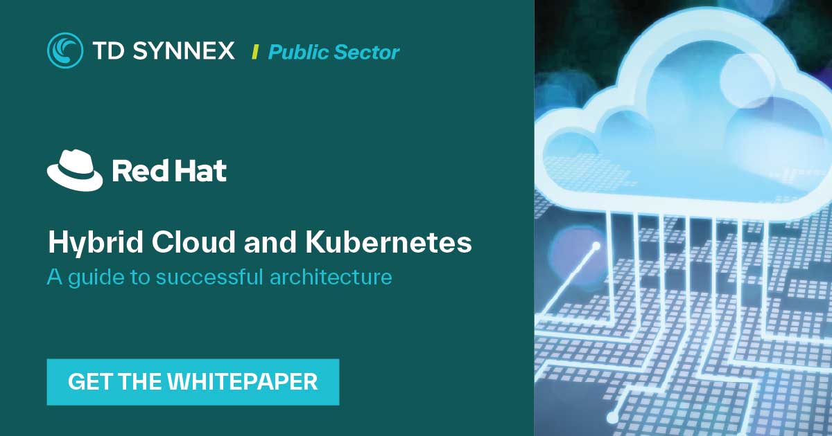 Text reads: Hybrid Cloud & Kubernetes: A Guide to Successful Architecture