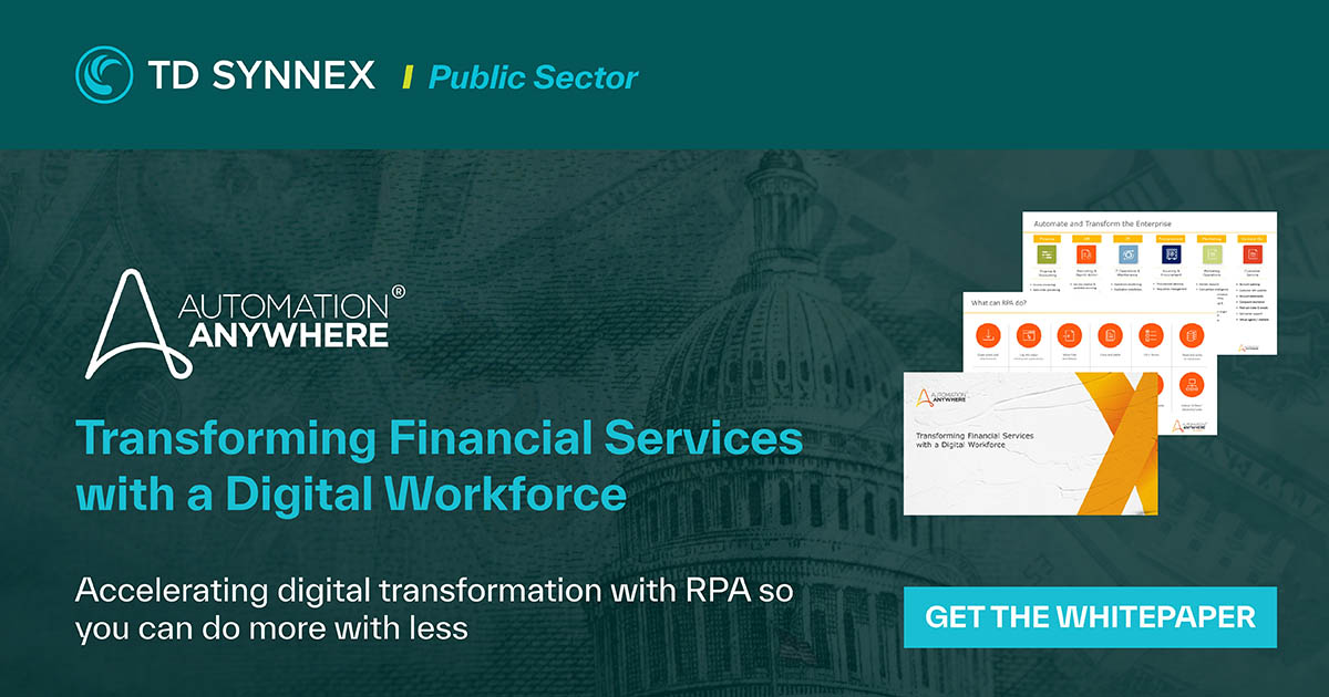 Text reads: Transforming Financial Services with a Digital Workforce