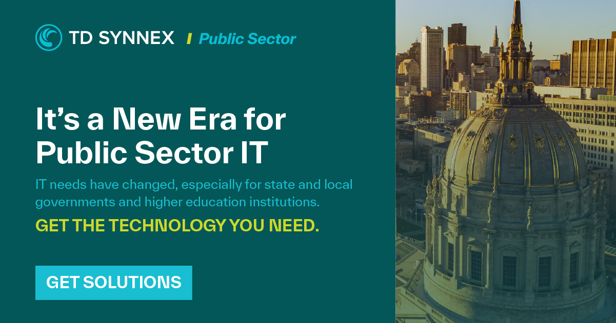 Text reads: It's a new era for Public Sector IT. Get the technology you need