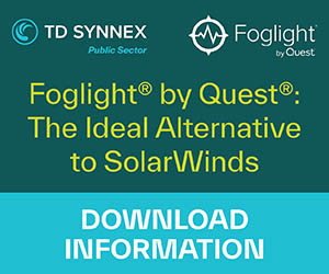 Text reads: Foglight by Quest: the Ideal alternative to SolarWinds