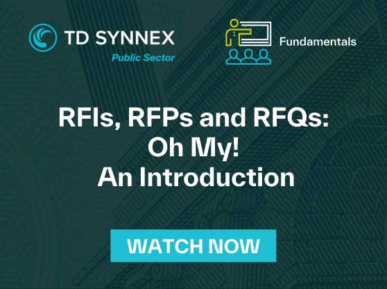 Text reads: MI RFIs, RFPs and RFQs Fundamental Training