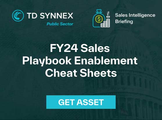 Text reads: FY24 Sales Playbook Enablement Cheat Sheets. CTA: Get Asset