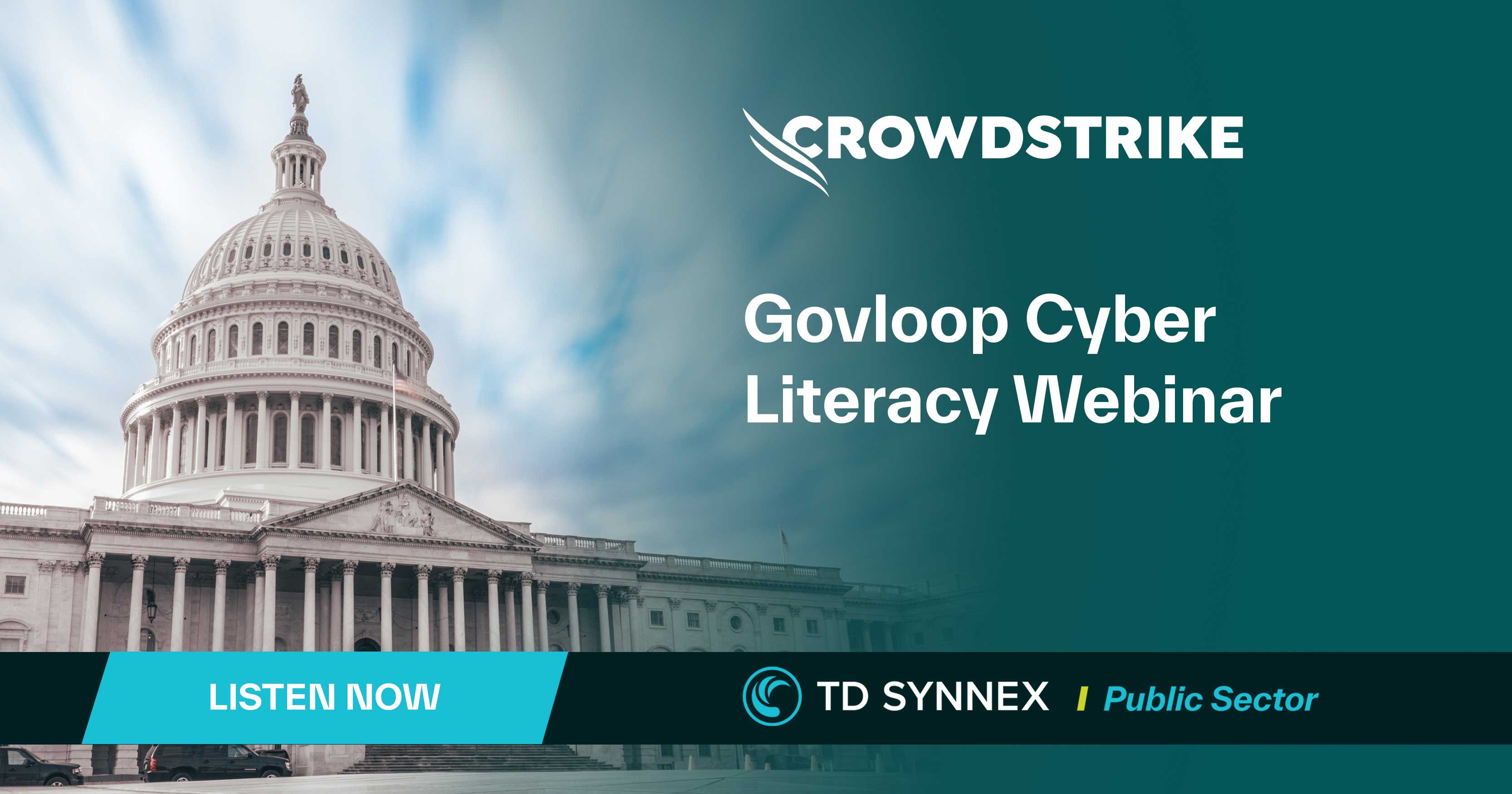 Text reads: CrowdStrike GovLoop Cyber Literacy Webinar