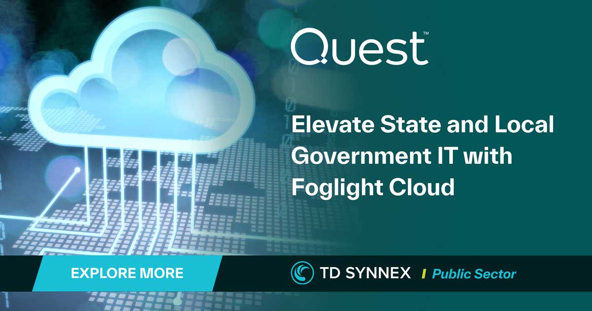 Text reads: Elevate State and Local Government with IT from Foglight Cloud