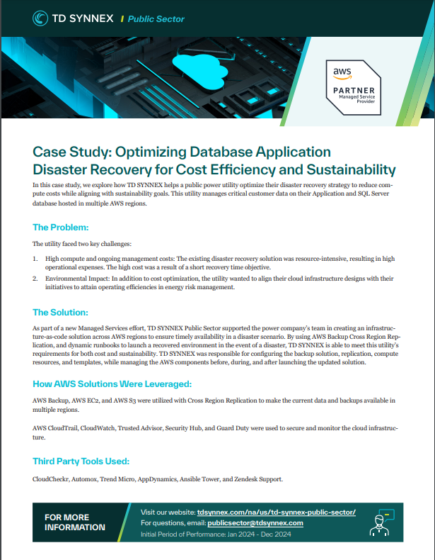 Thumbnail for Case Study: Optimizing Database Application Disaster Recovery for Cost Efficiency and Sustainability