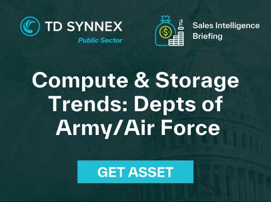 Text reads: Compute & Storage Trends: Depts of Army/Air Force. CTA: Get Asset