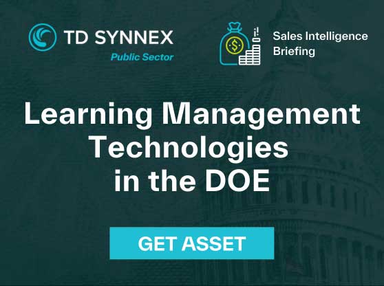 Text reads:Learning Management Technologies in the DOE. CTA: Get Asset