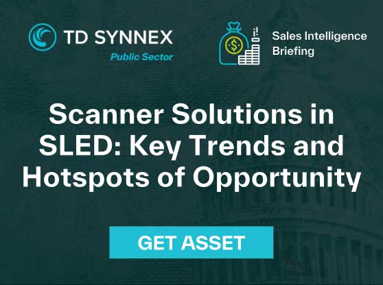 Text reads: Scanner Solutions in SLED: Key Trends and Hotspots of Opportunity. CTA: Get Asset