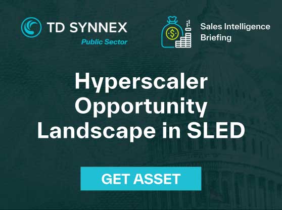 Text reads: Hyperscaler Opportunity Landscape in SLED. CTA: Get Asset