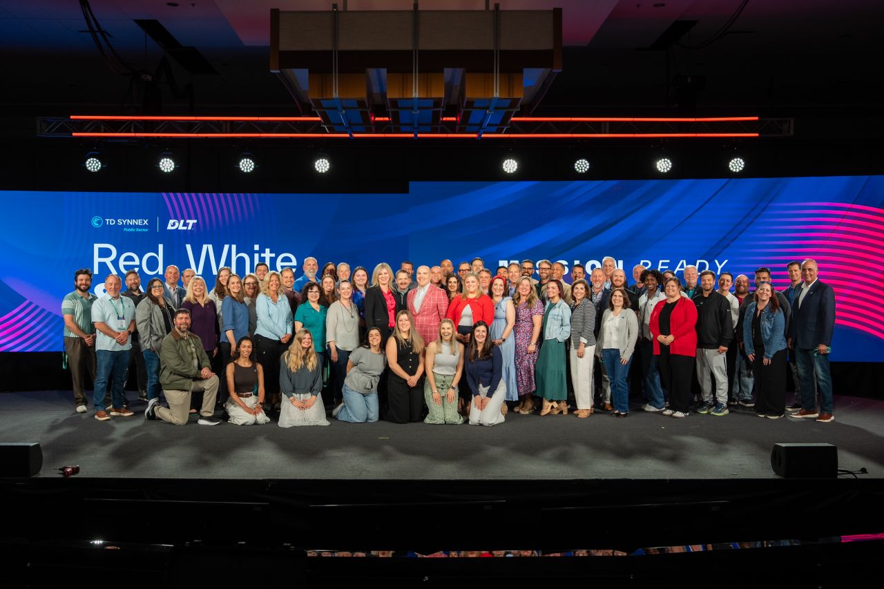 Group photo of TD SYNNEX and DLT colleagues at Red, White & You