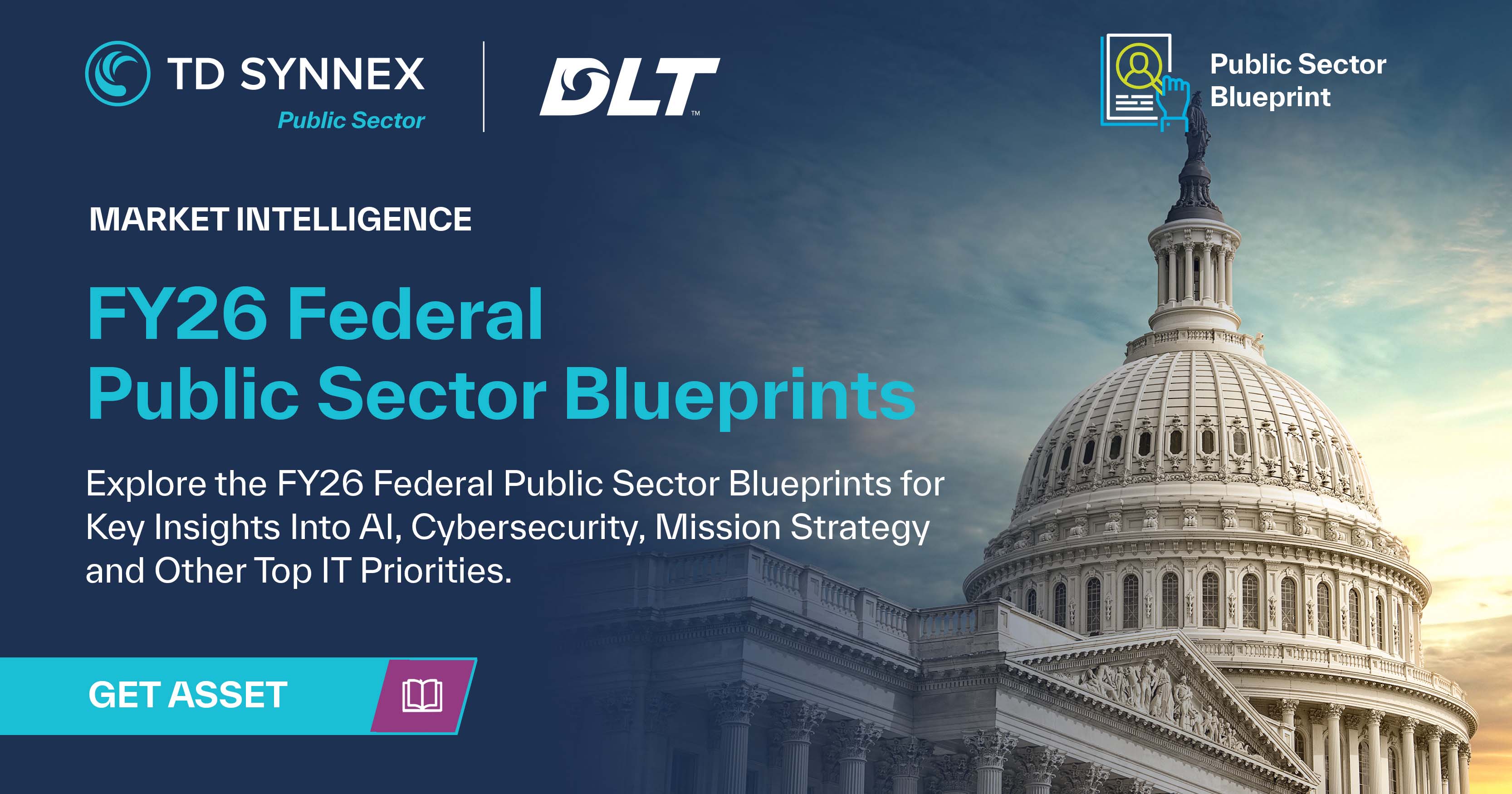Text reads: Take a Deep Dive Into FY26 Federal Public Sector Blueprints