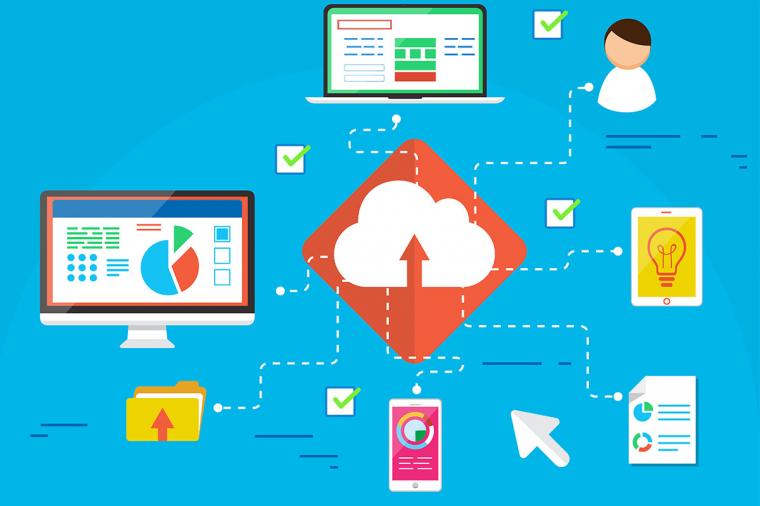 software icons connecting to cloud