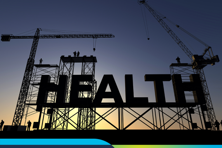 The word HEALTH with construction