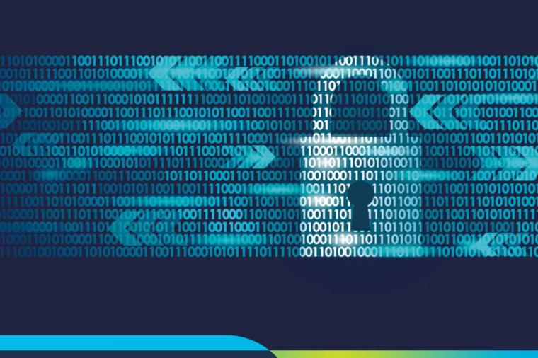 Abstract locked padlock superimposed over binary numbers