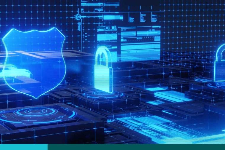 Concept of cybersecurity and data protection. 3D rendering
