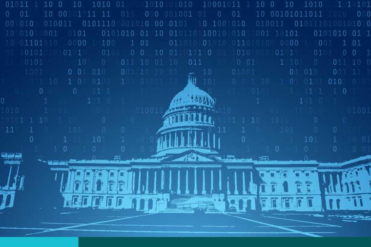 Washington, DC background with binary digits cascading