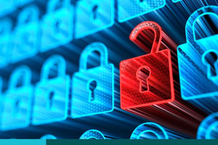 Digital Lock. Big data with encrypted computer code. Save your data. Cyber internet security and privacy concept. Database storage 3d illustration