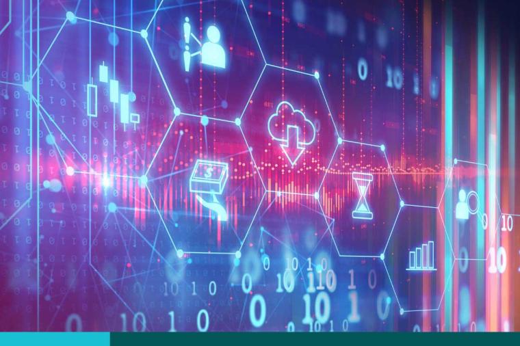 Fintech icon on abstract financial technology background represent Blockchain and Fintech Investmen