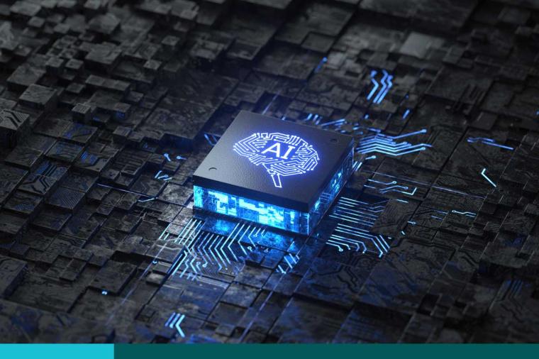 AI chip. Artificial Intelligence concept, Circuit board