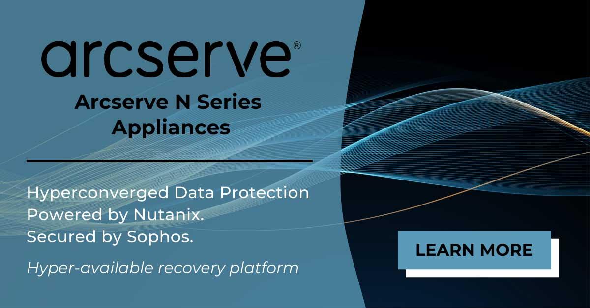 Text reads: Arcserve N Series Appliances. CTA is Learn More
