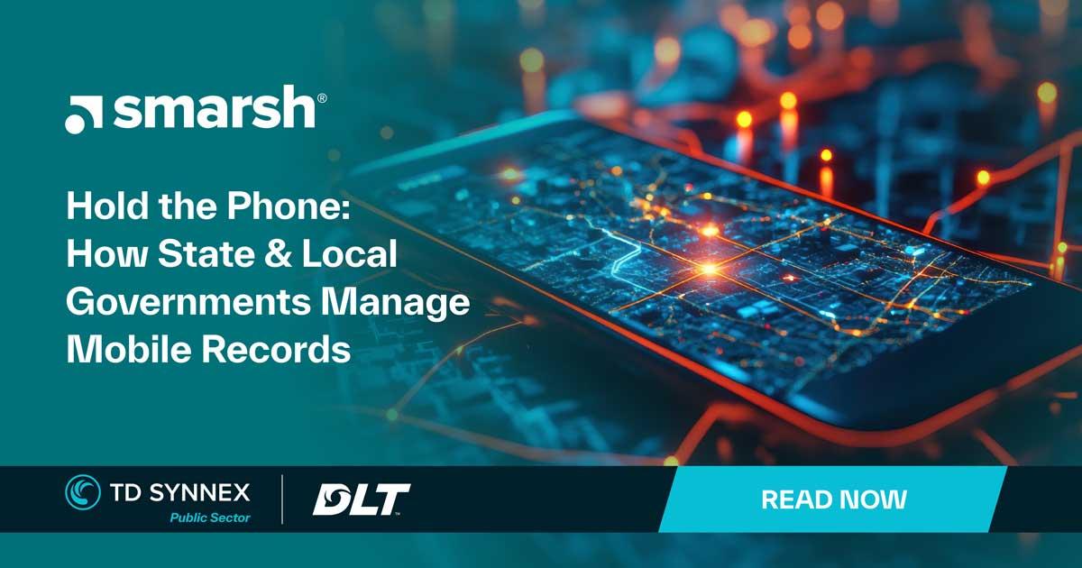 Text reads: Hold the Phone: How State & Local Governments Manage Mobile Records