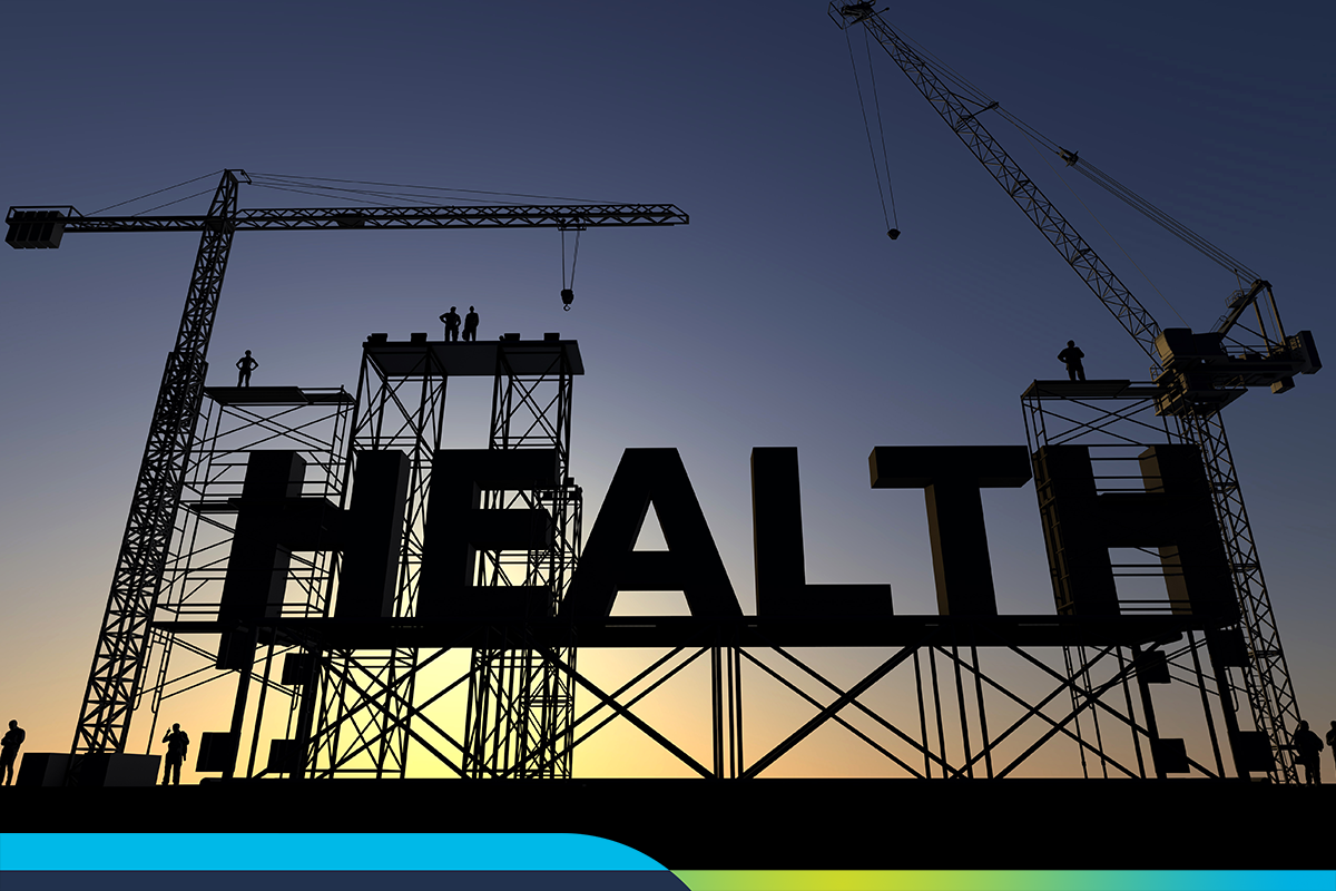 The word HEALTH with construction