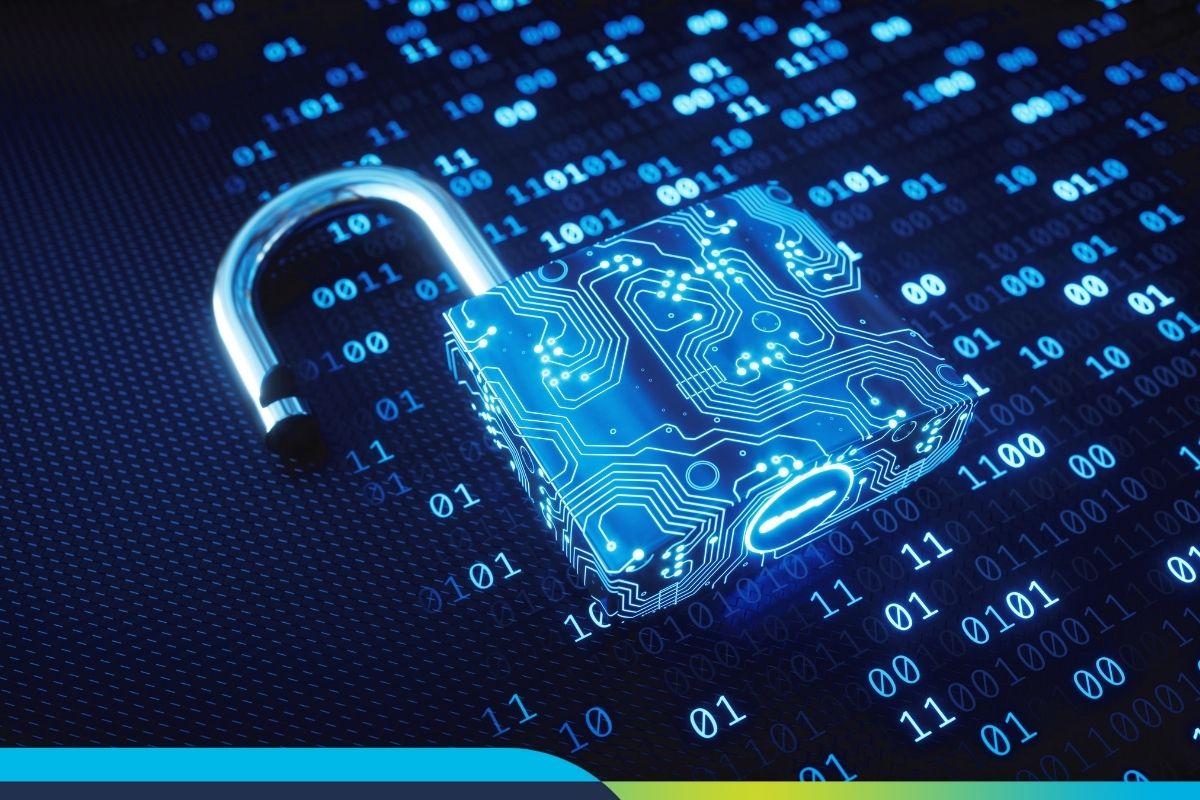 Open padlock on a background of binary numbers