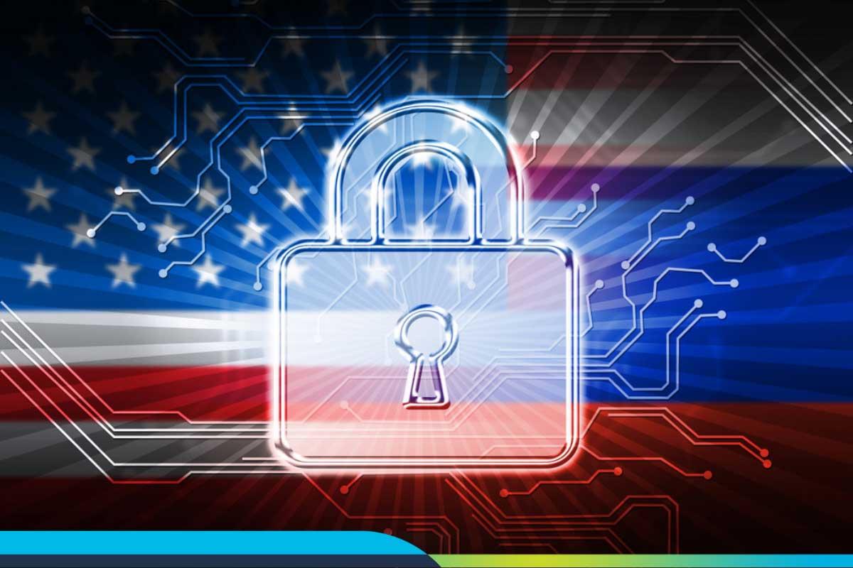 Locked padlock superimposed over the American Flag