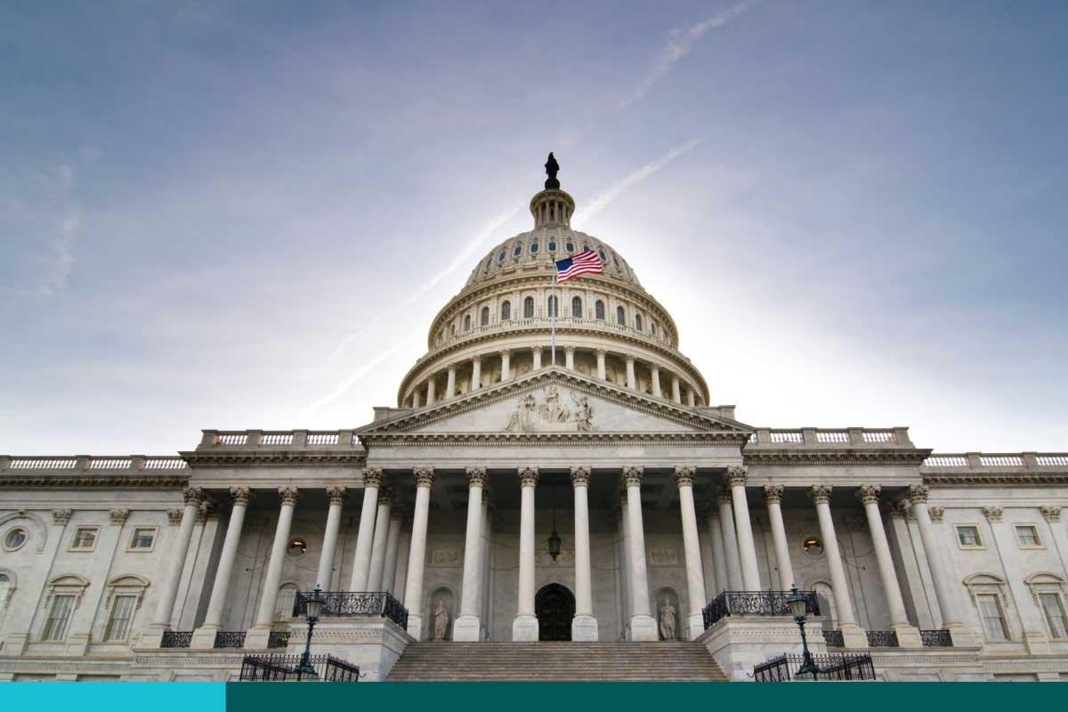 A view of the east steps of the United States Capitol Building.