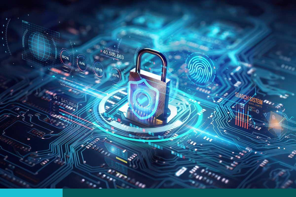 Illuminated padlock, showcasing digital security and safeguarding data