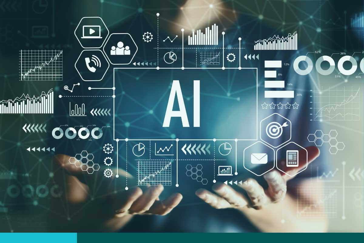 AI concept with young man holding a tablet computer