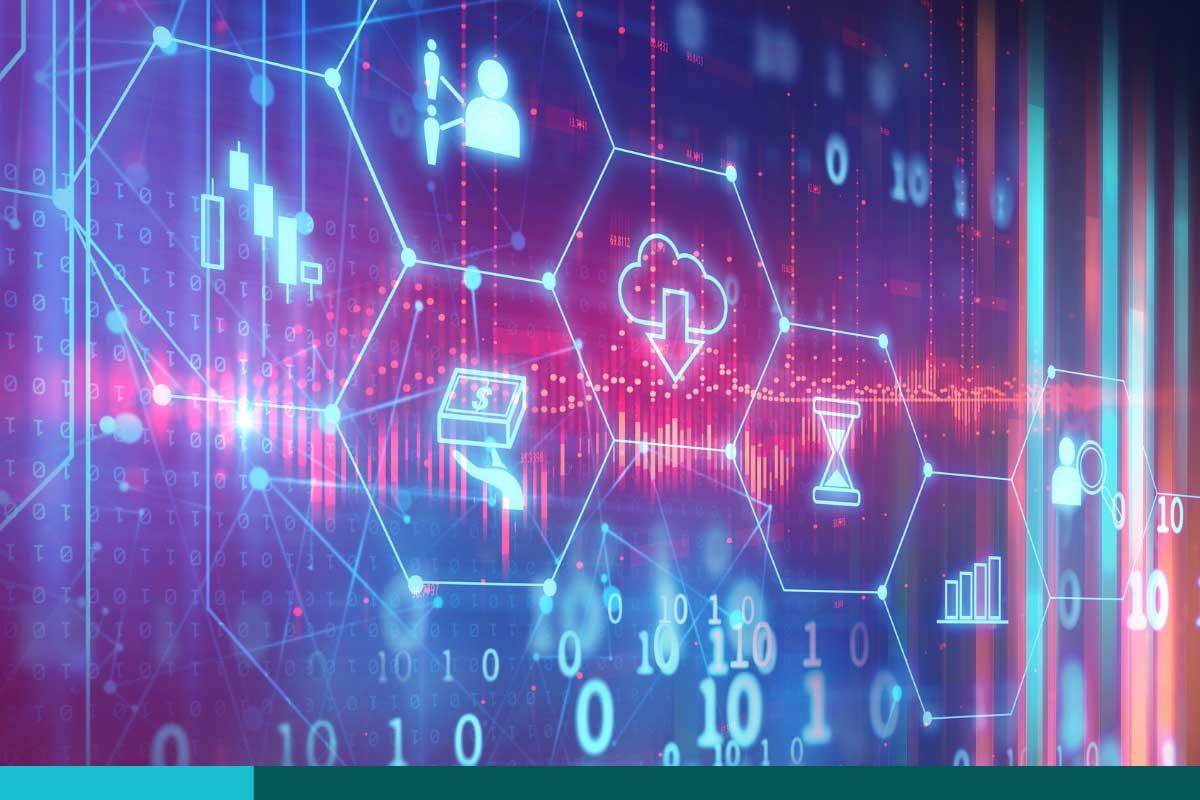 Fintech icon on abstract financial technology background represent Blockchain and Fintech Investmen